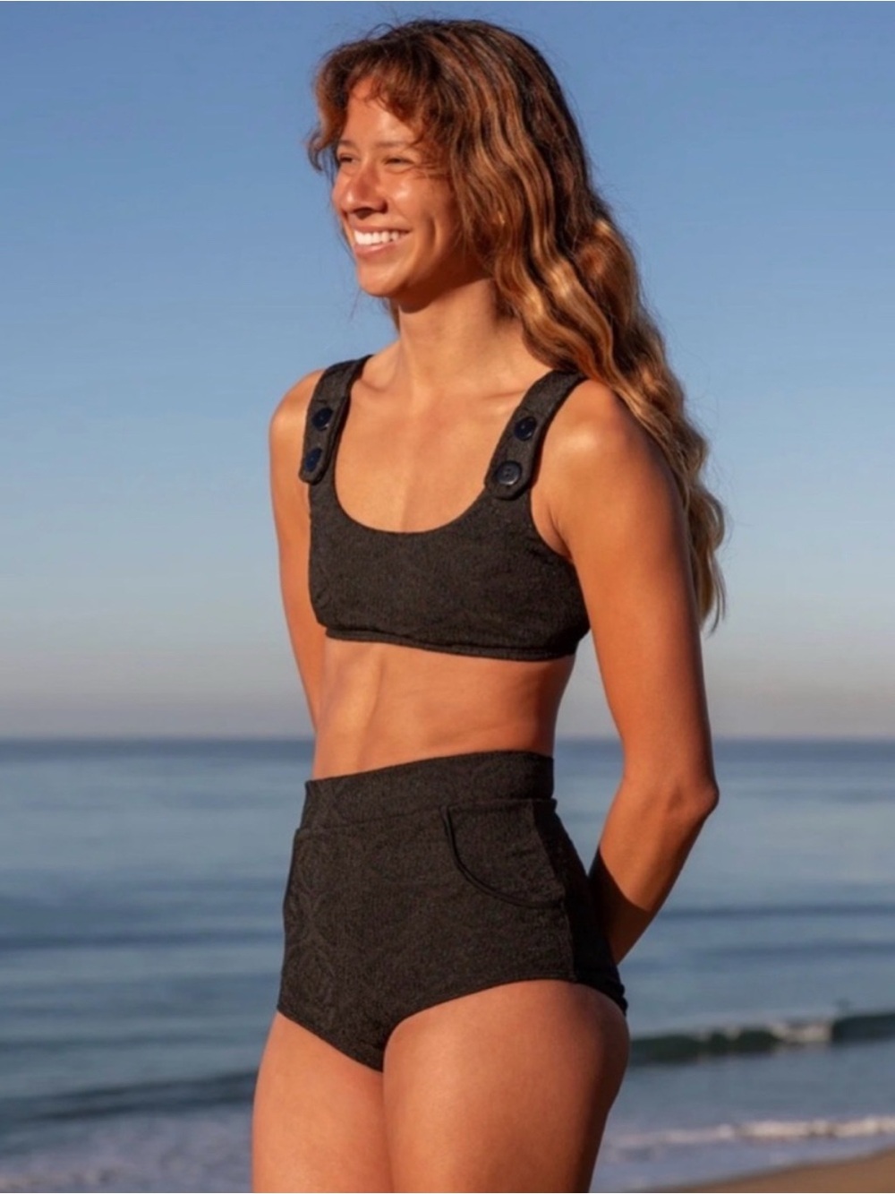 NEW Seea Georgia Black Textured Bikini Bottoms